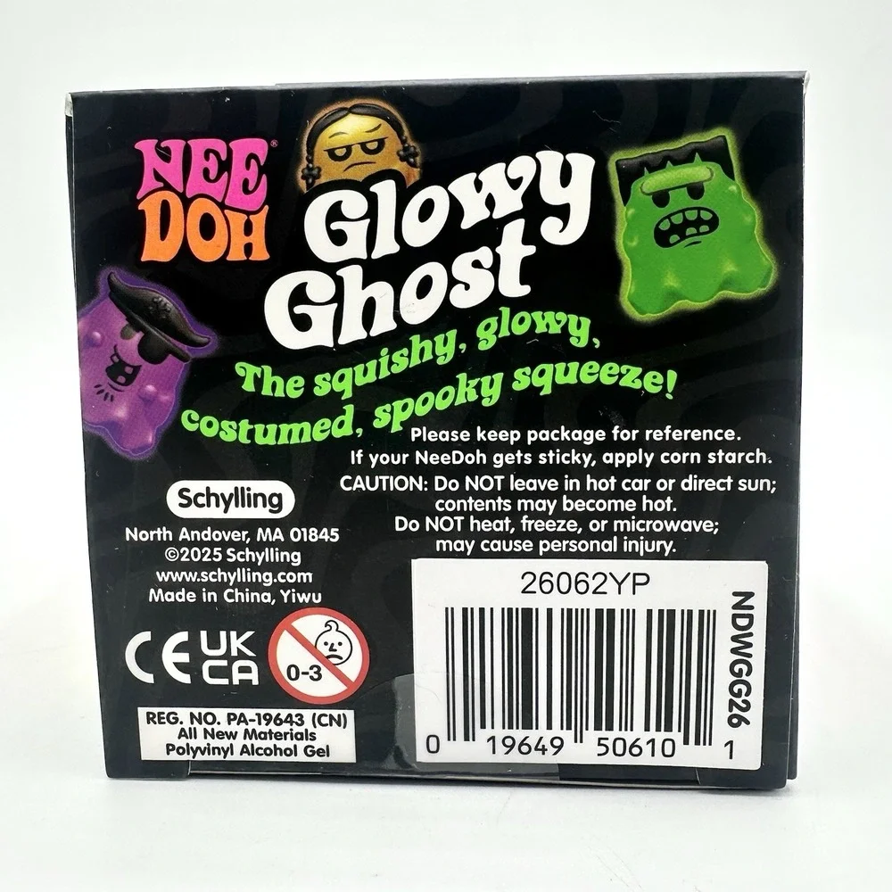 New Sealed NeeDoh Glowy Ghost Green Grumpy Halloween Glow In The Dark Schylling
